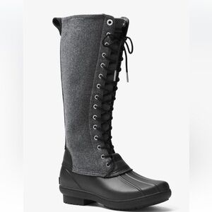 Michael Kors Easton Flannel and Rubber Rain Boot
Black Gray Size 6